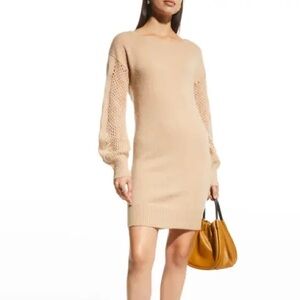 NAADAM | Wool-Cashmere Open Cable Tunic Dress | Sand | Small